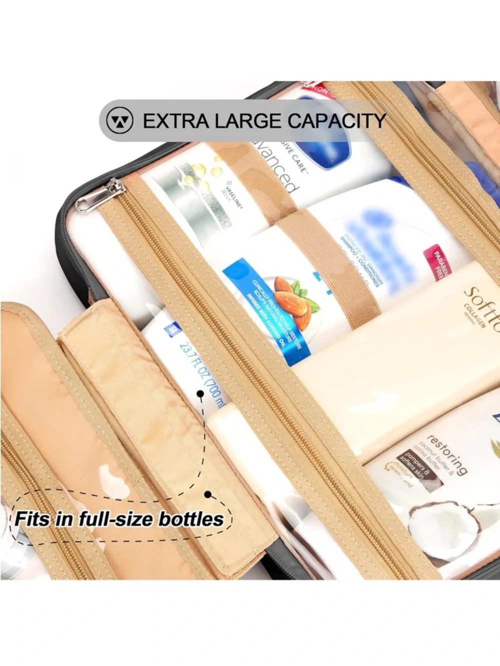Travel Hanging Toiletry Bag for Women With Jewelry Compartment - Picture 3 of 13